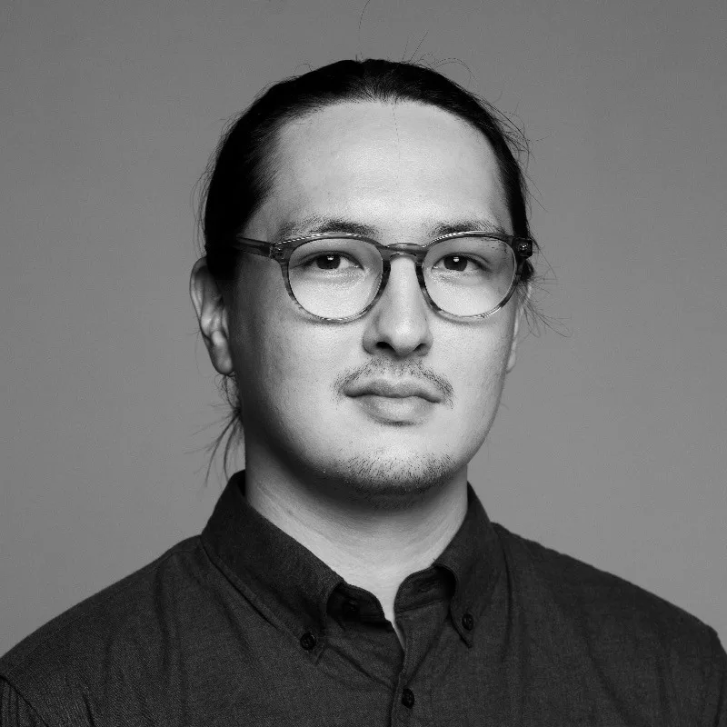 Black-and-white portrait of Taro Woollett-Chiba